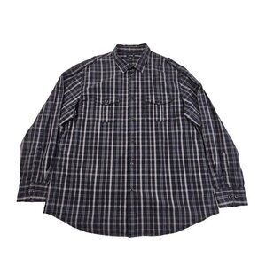 Apt. 9 Long Sleeve Shirt Men's XXL Epaulette Black Plaid Button Pockets EUC